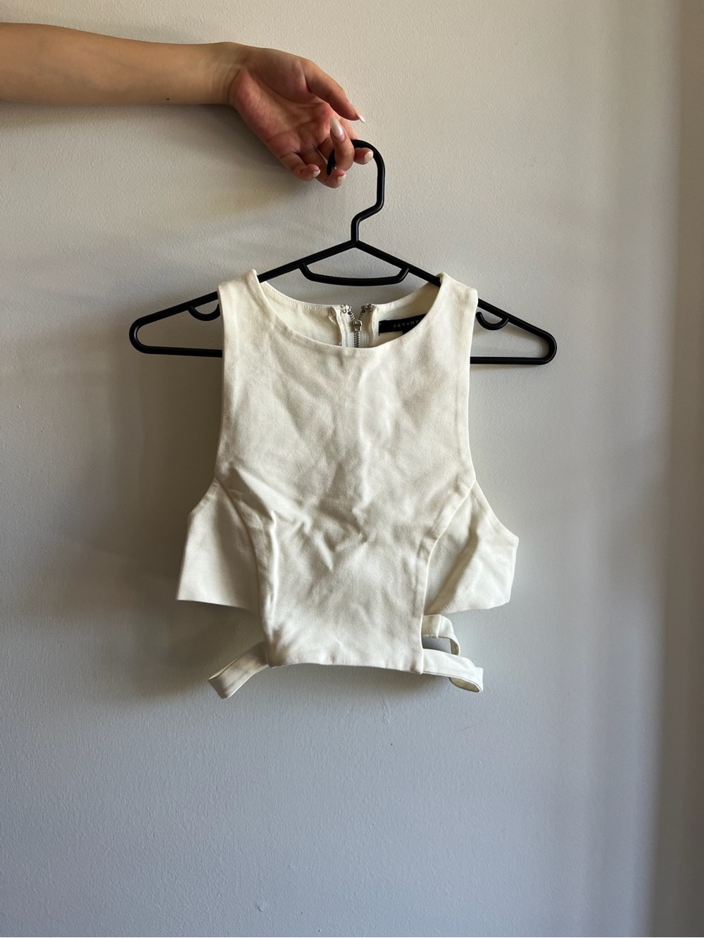 Sleeveless white Crop Top with Side Cutouts